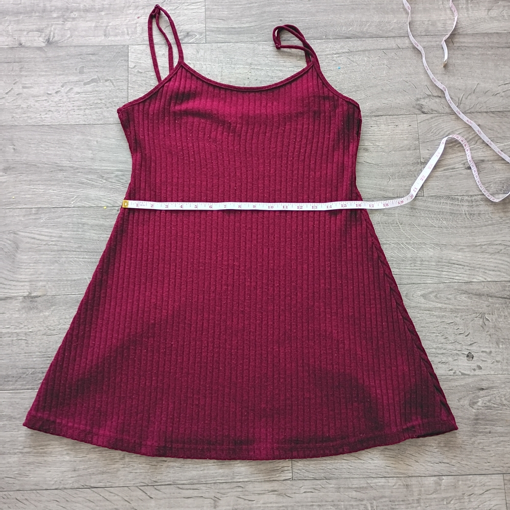 SHEIN Burgundy Ribbed Knit Mini Dress with Cropped Cardigan - Picture 8 of 9